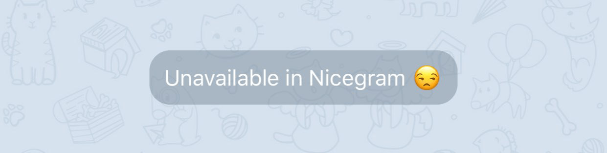 Example of message when content is unavailable on Nicegram